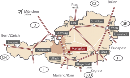 Österreich Karte - Standlhof Mariapfarr